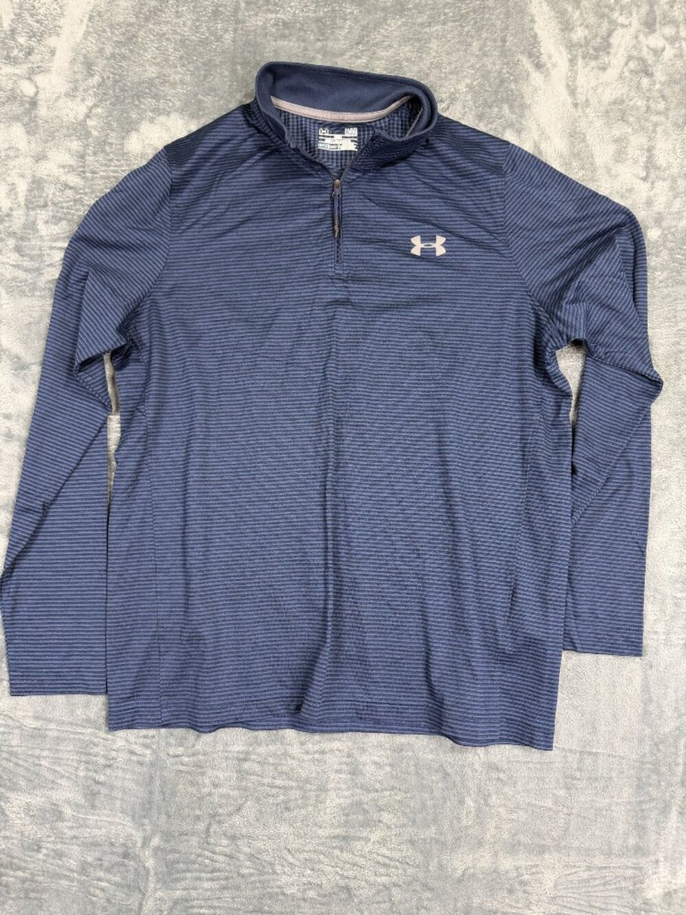 Under Armour Mens ColdGear Navy Striped 1/4 Zip Long Sleeve Pullover Size L